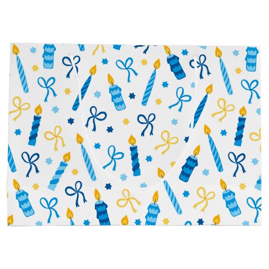 Chanukah Candles Burning White Groot Cadeauzakje (Achterkant)