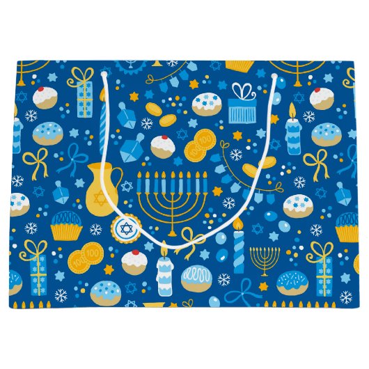 Chanukah Celebrating Gelt Blue Groot Cadeauzakje (Voorkant)