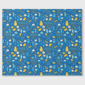 Chanukah Celebrating Gelt Jewish Stars Snowflakes Cadeaupapier (Vlak)