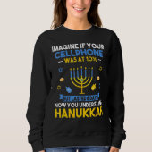 Chanukah Cellphone Menorah Hanukkah Ugly Hanukkah Trui (Voorkant)