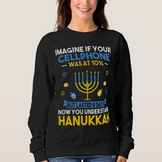 Chanukah Cellphone Menorah Hanukkah Ugly Hanukkah Trui (Voorkant)