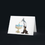 chanukah (Chanoeka) kaart<br><div class="desc">chanukah (Chanoeka) kaart schnauzer s die menorah aansteken</div>