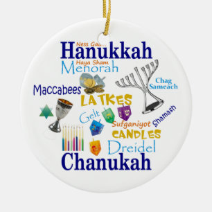 Chanukah Collage/Licht de Lichten Keramisch Ornament