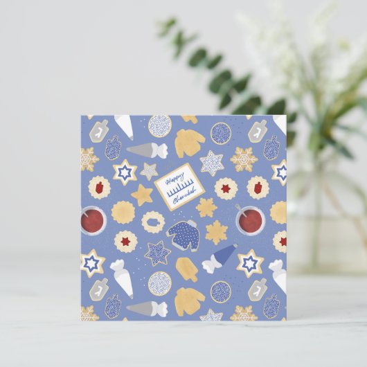 Chanukah cookiefeest kaart (Staand voorkant)