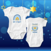 Chanukah Cute Personalized HEBREW Menorah Rainbow Romper