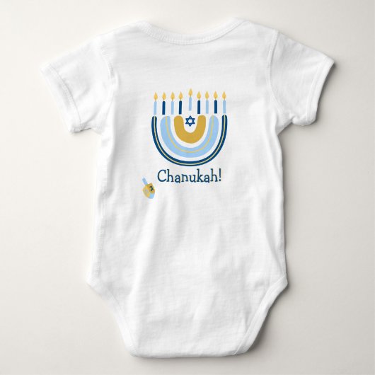 Chanukah Cute Personalized HEBREW Menorah Rainbow Romper (Achterkant)