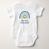 Chanukah Cute Personalized Menorah Rainbow Baby B Romper (Achterkant)