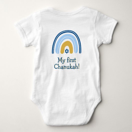 Chanukah Cute Personalized Menorah Rainbow Baby B Romper (Achterkant)