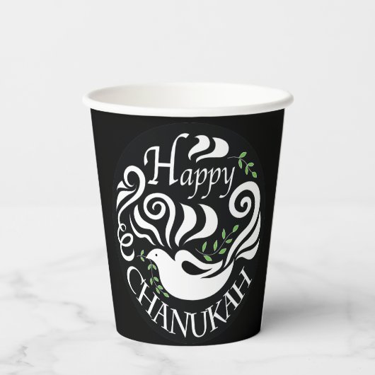 Chanukah Dove 8 oz. Papieren Bekers (Achterkant)