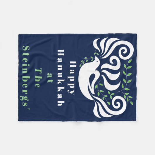 Chanukah Dove Stencil Fleece Blanket (Voorkant (Horizontaal))
