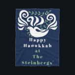 Chanukah Dove Stencil Fleece Blanket<br><div class="desc">Personaliseer "Chanukah Dove Stencil" Vluchten Blanket/Klein personaliseer tekst door tekst te verwijderen en je eigen bericht toe te voegen. Kies uw favoriete doopvontstijl, grootte, en kleur. De achtergrondkleur kan worden vervangen. Het ontwerp kan ook aan dekens worden toegevoegd, middelgroot en groot. Grootte: vlooienmandje, 30 x 40 inch Het is moeilijk...</div>
