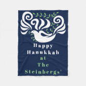Chanukah Dove Stencil Fleece Blanket (Voorkant)
