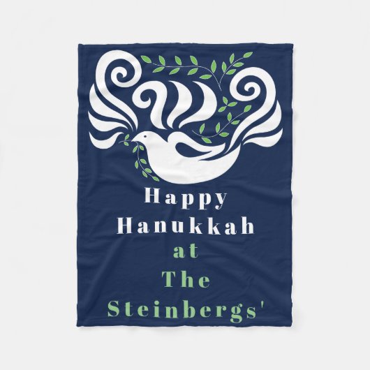 Chanukah Dove Stencil Fleece Blanket (Voorkant)