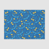 Chanukah Dreidel Banners Gelt Gifts Blue Tissuepapier (Voorkant)