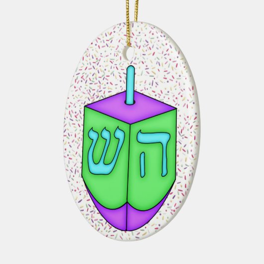 Chanukah Dreidel Keramisch Ornament (Links)