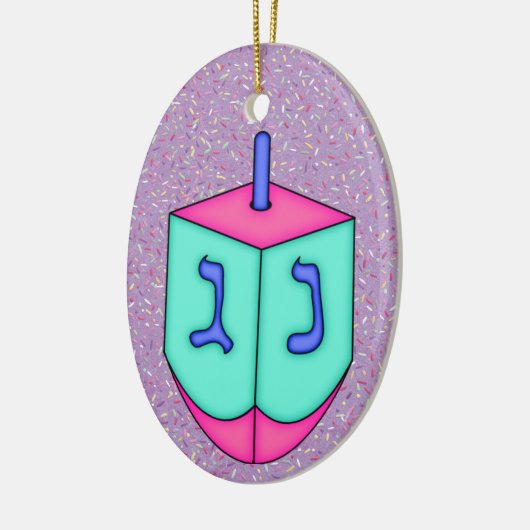 Chanukah Dreidel Keramisch Ornament (Links)
