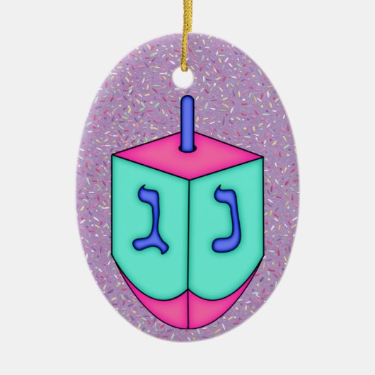 Chanukah Dreidel Keramisch Ornament (Voorkant)