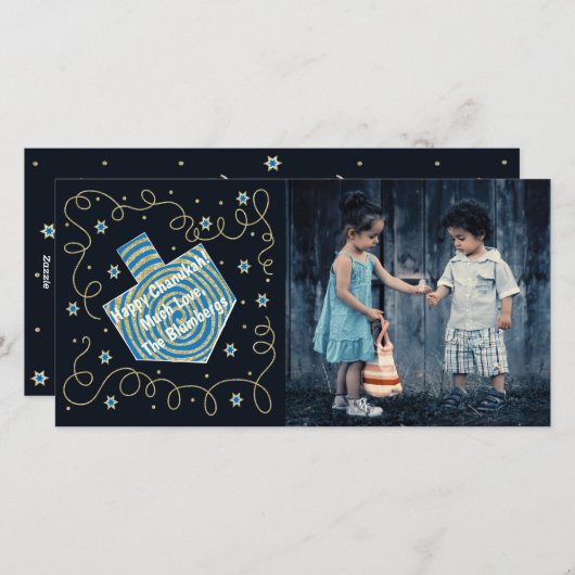 Chanukah Dreidel Pinrad Feestdagenkaart (Voorkant / Achterkant)