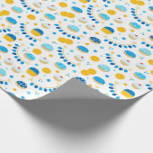 Chanukah Dreidels Doughnoten Gold Blue White Cadeaupapier (Hoek)