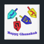 Chanukah Dreidels Magneet<br><div class="desc">Er gebeurde daar een Happy Chanukah cadeau met vier droesels met Hebreeuwse brieven die een geweldig wonder vertegenwoordigen!</div>