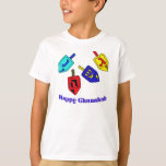 Chanukah Dreidels T-shirt<br><div class="desc">Er gebeurde daar een Happy Chanukah cadeau met vier droesels met Hebreeuwse brieven die een geweldig wonder vertegenwoordigen!</div>