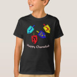 Chanukah Dreidels T-shirt<br><div class="desc">Er gebeurde daar een Happy Chanukah cadeau met vier droesels met Hebreeuwse brieven die een geweldig wonder vertegenwoordigen!</div>