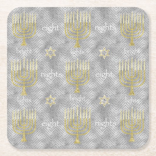 Chanukah Elegant Menorahs Kartonnen Onderzetters (Voorkant)