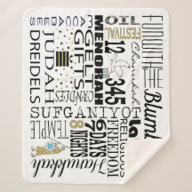 Chanukah Fun Words Sherpa Blanket/Medium