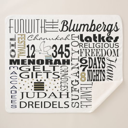 Chanukah Fun Words Sherpa Blanket/Medium Deken (Voorkant (horizontaal))