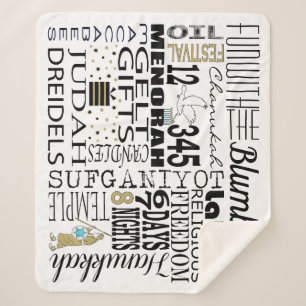 Chanukah Fun Words Sherpa Blanket/Medium Sherpa Deken