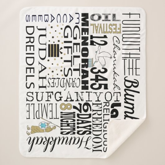 Chanukah Fun Words Sherpa Blanket/Medium Sherpa Deken (Voorkant)