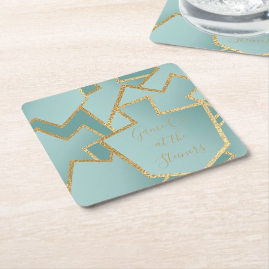 Chanukah Game on Dreidels Turquois Kartonnen Onderzetters (Schuin)