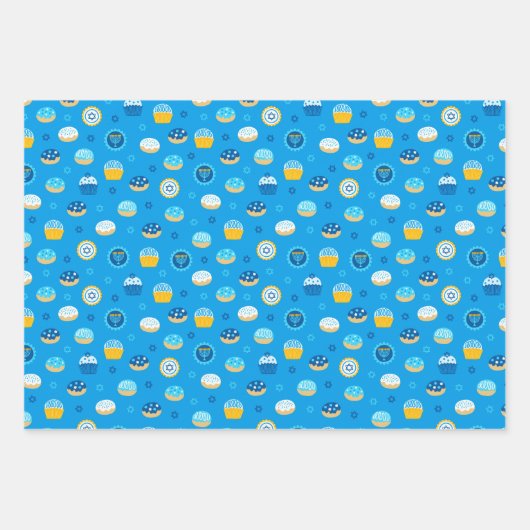 Chanukah Gemengde set Jelly Doughnut Pattern Inpakpapier Vel (Voorkant 2)