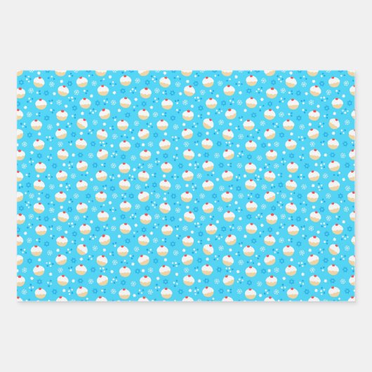 Chanukah Gemengde set Jelly Doughnut Pattern Inpakpapier Vel (Voorkant)