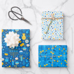 Chanukah, gemengde set joodse sterren Dreidel Cand Inpakpapier Vel<br><div class="desc">Soms heb je gewoon een paar artikelen die je moet inpakken voor Chanoekah, en je wilt geen grote rol Chanoekah verpakkingspapier kopen die jarenlang in je kast zal blijven hangen. Deze selectie van drie Chanoekah die papieren bladen verpakken is perfect voor het verpakken van een paar giften. Drie afzonderlijke bladen...</div>