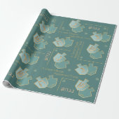 Chanukah Giftwrap wonder gebeurde daar Turquoise Cadeaupapier (Uitgerold)