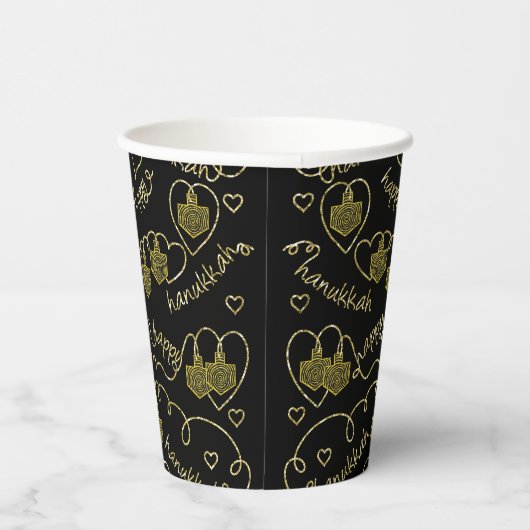 Chanukah Golden Dreidels 8 oz. Papieren Bekers (Rechts)