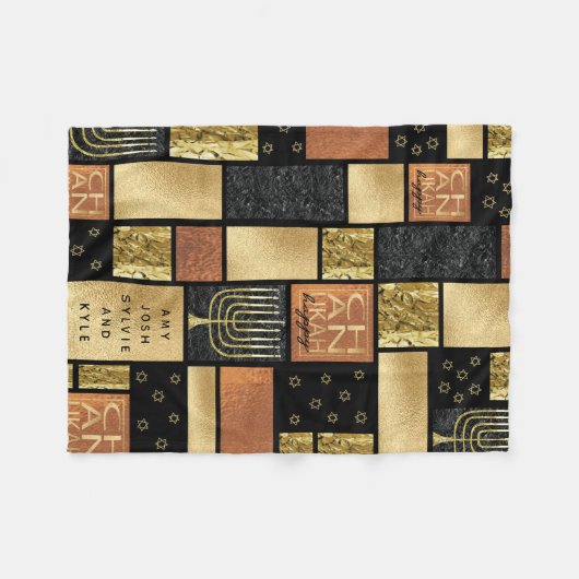 Chanukah Golden Montage Fleece Deken (Voorkant (Horizontaal))