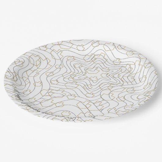 Chanukah Goud Zilveren Sterren & Dreidels Papieren Bordje (Gekanteld)