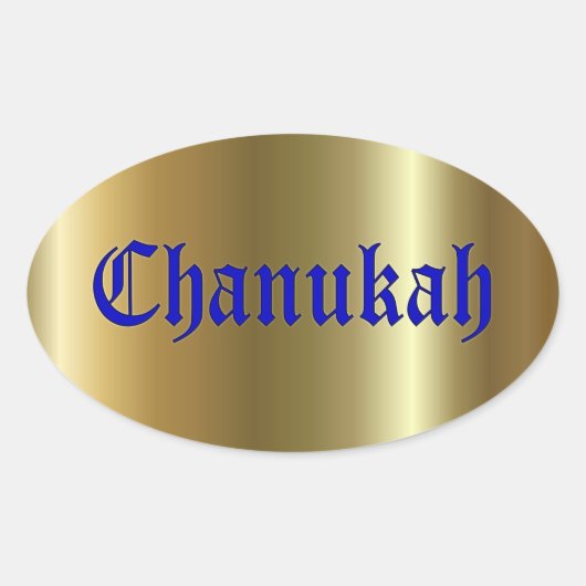 Chanukah Goudblauwe ovale Sticker (Voorkant)