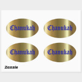 Chanukah Goudblauwe ovale Sticker (Vel)