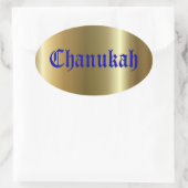 Chanukah Goudblauwe ovale Sticker (Tas)