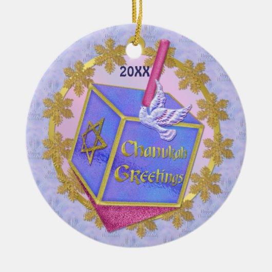 Chanukah Greetings Keramisch Ornament (Voorkant)