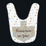 Chanukah/Hanukkah Baby Boy Bib personaliseren Slabbetje<br><div class="desc">Chanukah/Hanukkah Baby Boy Bib/Personalize. Geniet van het geven van deze zoete,  tweezijdige Hanukkah-baby,  bib,  gevuld met blauwe en bruine sterren met een gespierd droesdel klaar voor personalisering. Kies uw favoriete doopvontstijl,  kleur,  grootte en formulering voor uw speciale kleine. Bedankt voor het stoppen en winkelen. Altijd gewaardeerd! Happy Chanukah/Hanukkah!</div>