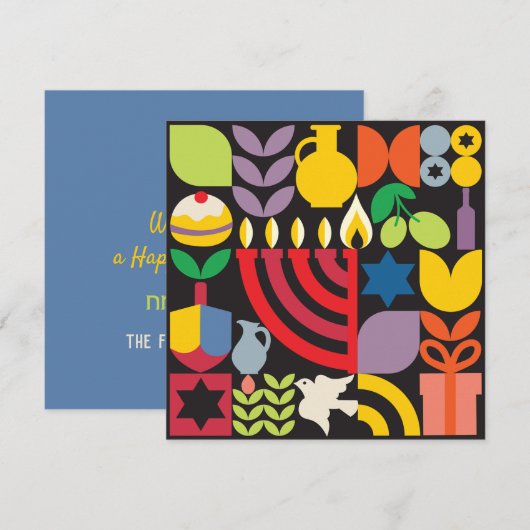 Chanukah Hanukkah Menorah Donut Jewish Stars Kaart (Voorkant / Achterkant)