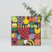 Chanukah Hanukkah Menorah Donut Jewish Stars Kaart (Staand voorkant)