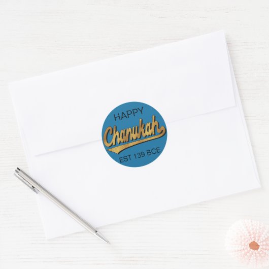 Chanukah/Hanukkah Retro Stickers Round (Envelop)