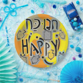 Chanukah Happy Glitzy Papieren Bordje (Feest)