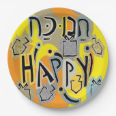 Chanukah Happy Glitzy Papieren Bordje (Voorkant)