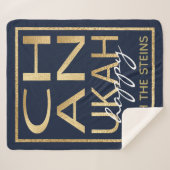 Chanukah Happy Gold Sherpa Blanket/Medium Sherpa Deken (Voorkant (horizontaal))